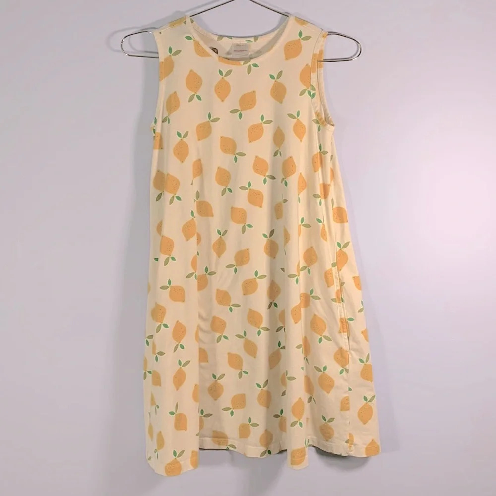 Hanna andersson lemons white swing dress sleeveless organic cotton size 12